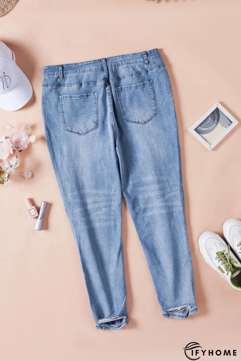 Sky Blue High Rise Skinny Plus Size Jeans | IFYHOME