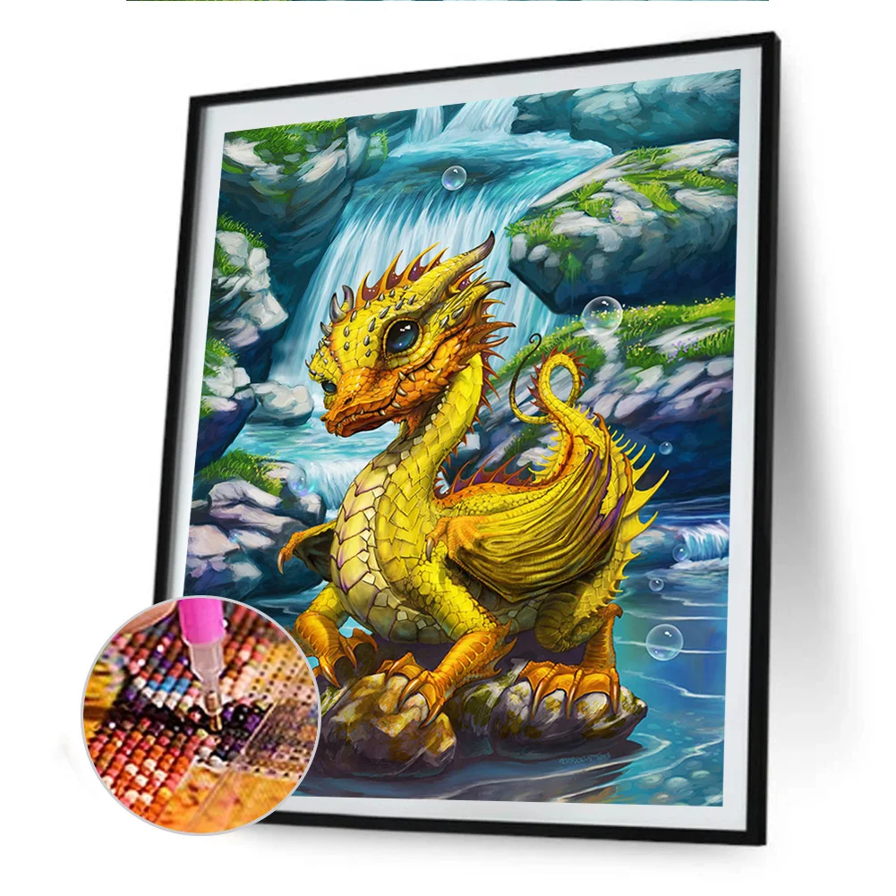 Dragon and Flower - Full Round - Diamond Painting (30*40cm)