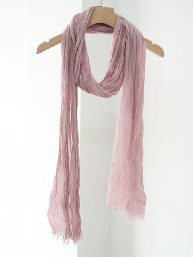 Women's small size pleated cotton and linen silk scarf-mysite