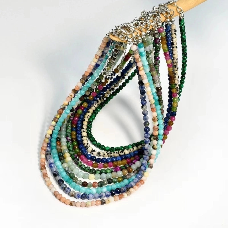 Minimalist Classic Style Round Natural Stone Necklace In Bulk