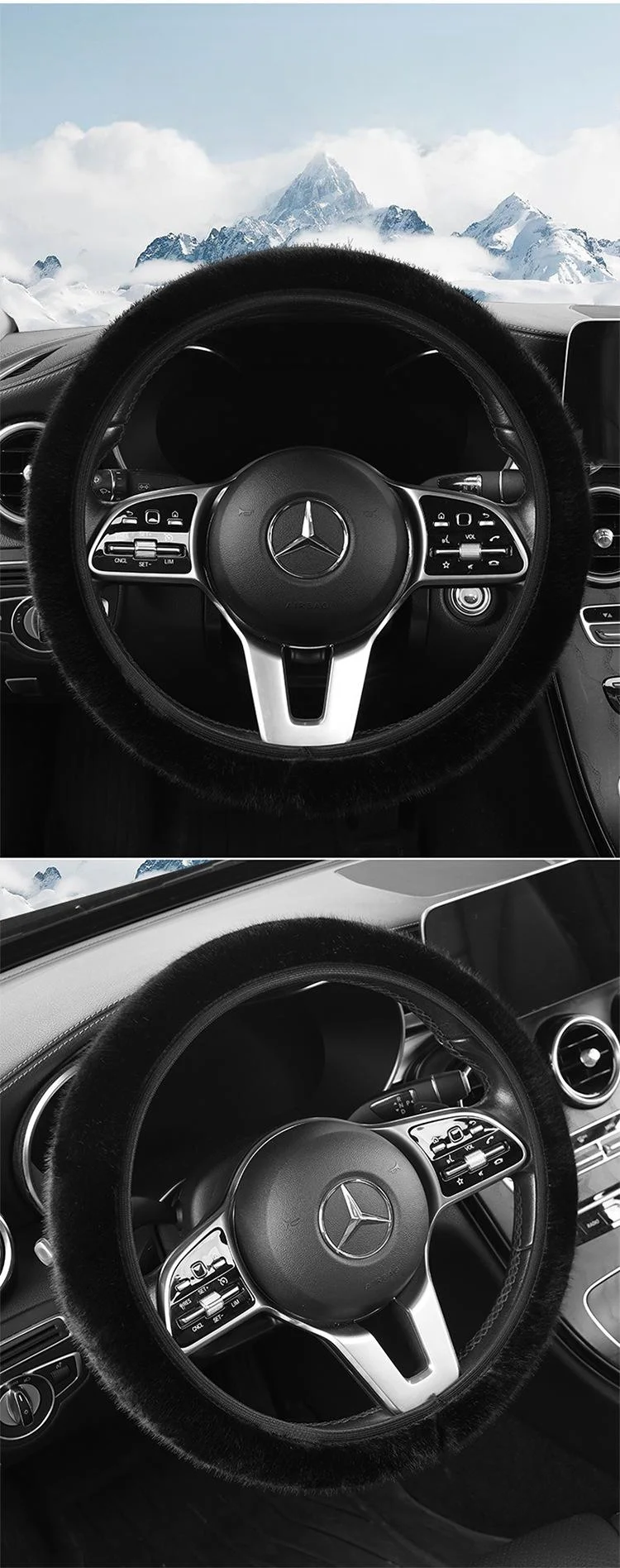 🔥Hot Selling🔥Fashionable plush elastic steering wheel cover