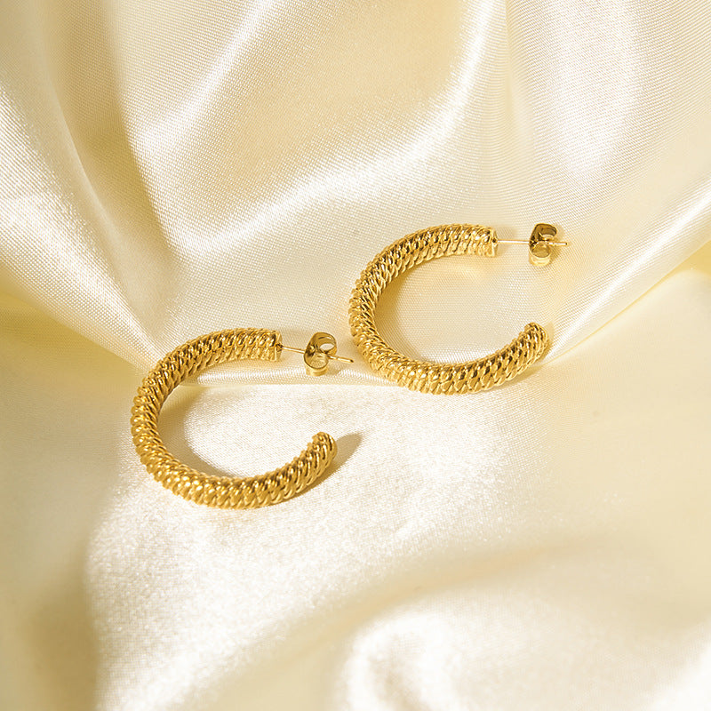 IG Style Asymmetrical Geometric U-Shape Stainless Steel Electroplating Earrings