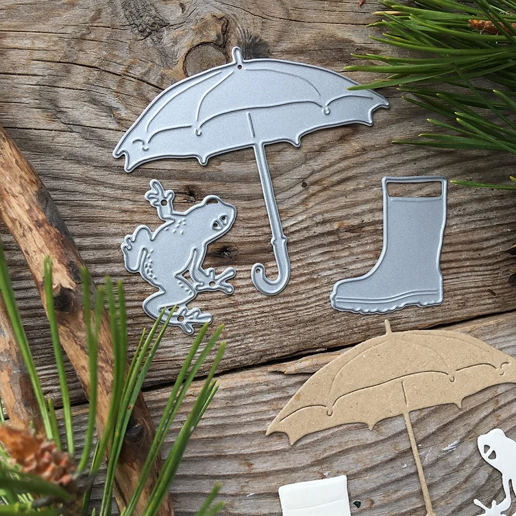 Nigikala Craft metal cutting dies cut die mold Frog umbrella rain boots Scrapbook paper craft knife mould blade punch stencils dies