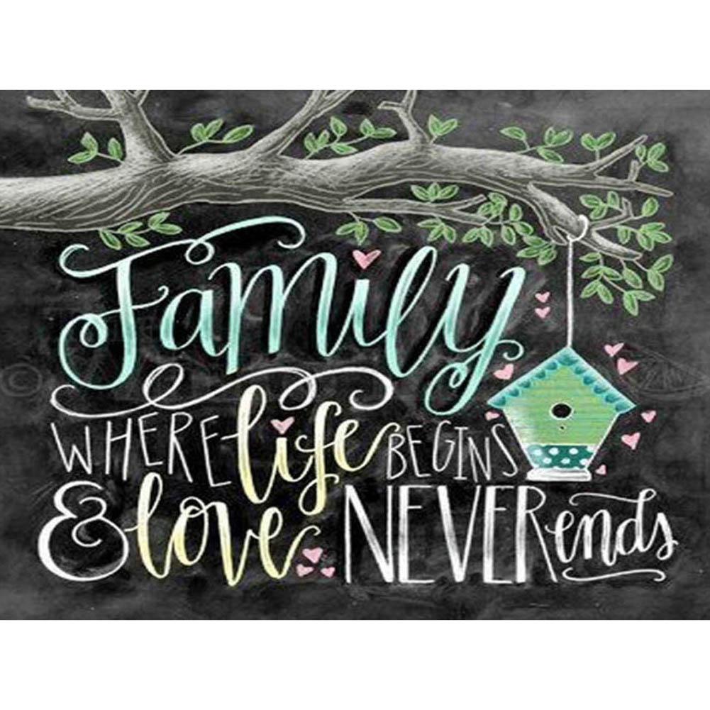 

40*30CM - Letter Family - Round Drill Diamond Painting, 501 Original