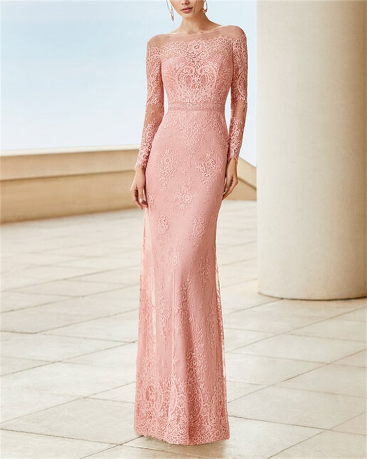 Women's Solid Color Lace Dress