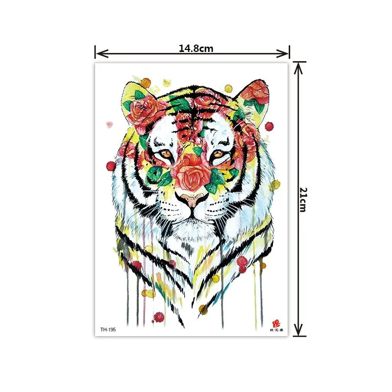 2021 New Plain Flower Arm Tattoo Sticker Flower Waterproof Tattoo Color Animal Tiger Tattoo Sticker