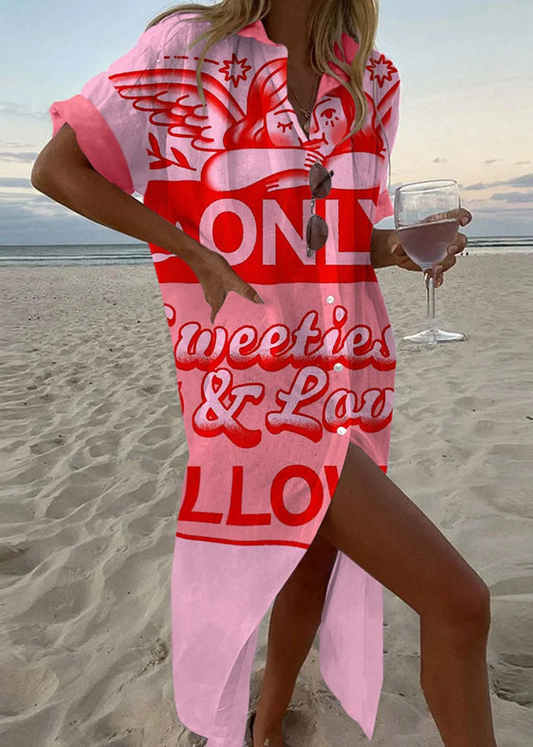 Angel Printed Shirt Dress