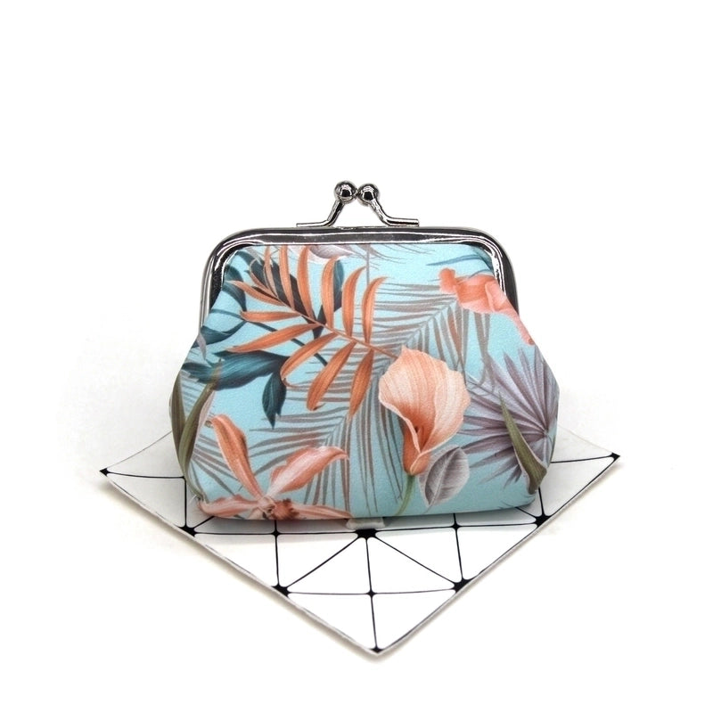 Women’s Leaves Pu Leather Buckle Coin Purses