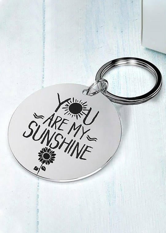 You Are My Sunshine Sunflower Keychain - Silver