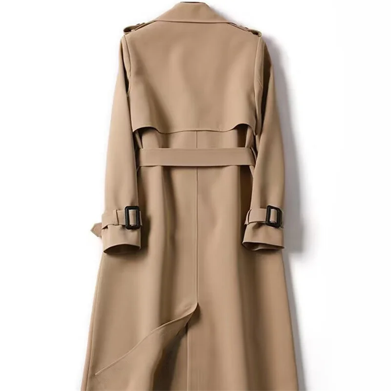 Woherb Woherb Women In The Long 2024 Spring And Autumn New Korean Version Of Large Size Small Popular British Wind Coat Over The Knee Coat-Outfit Ideas