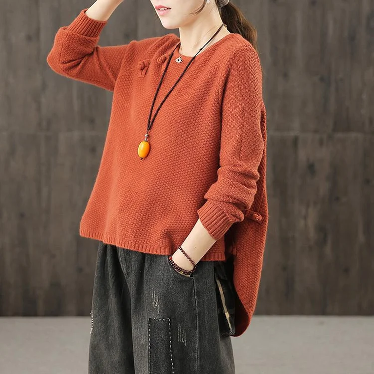 Loose Pullovers Vintage Irregular Sweaters