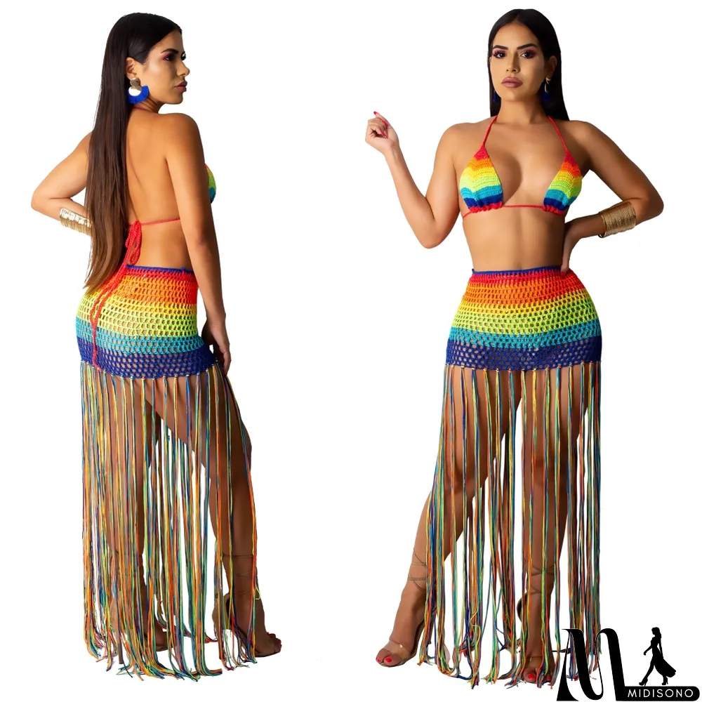 MidiSono - Sexy Crochet Bra and Fringe Skirt