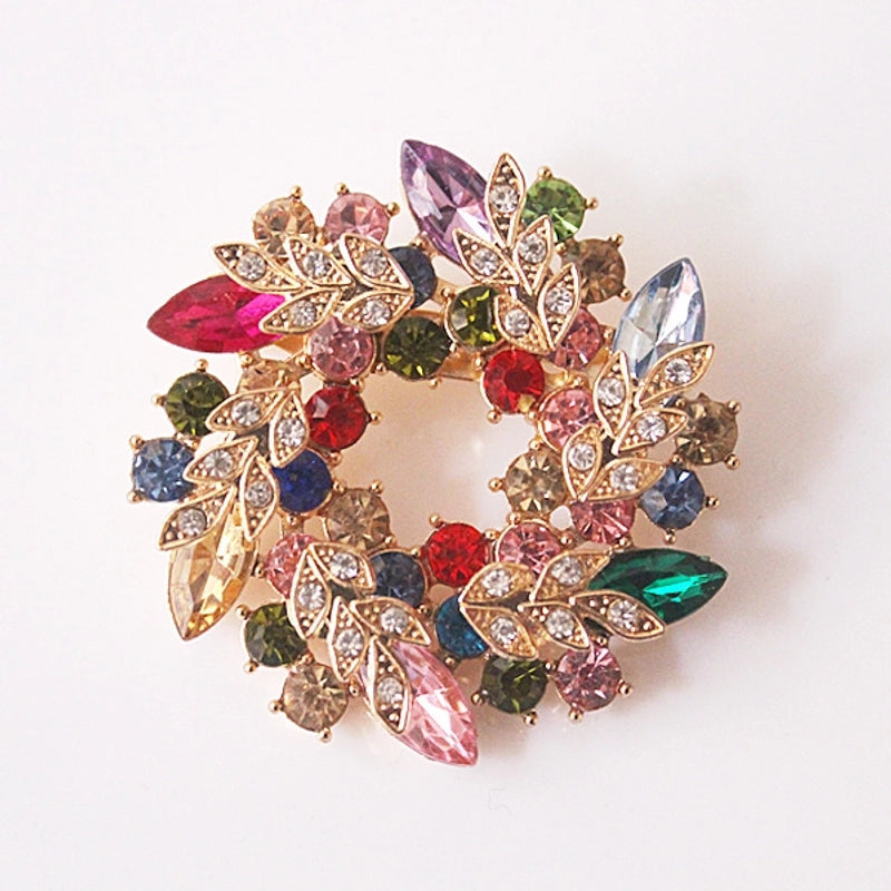 Spot Fashion High-end Gifts Korean Style Corsage Jewelry Shiny Rhinestone Crystal Bauhinia Flower Women Ring Brooch