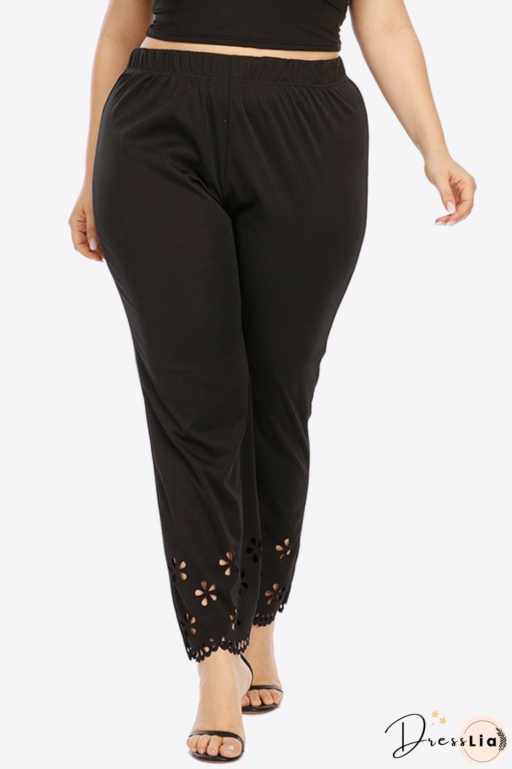 Plus Size Openwork Elastic Waist Pants