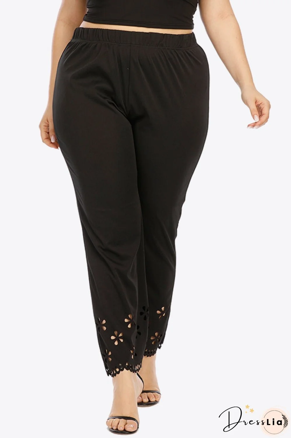 Plus Size Openwork Elastic Waist Pants