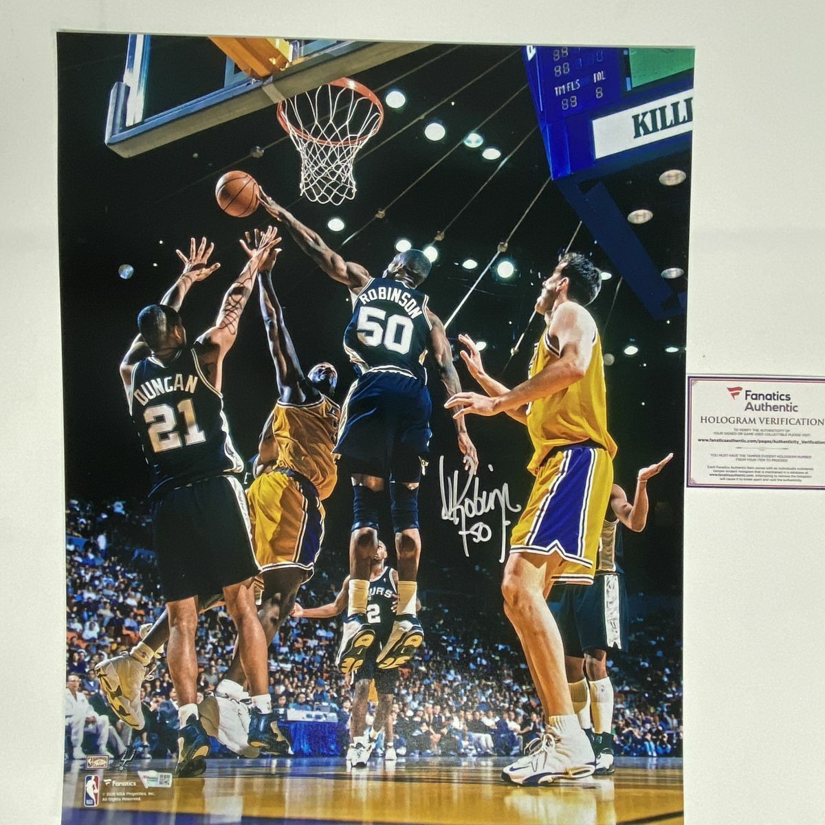 Autographed/Signed DAVID ROBINSON San Antonio Spurs 16x20 Photo Poster painting Fanatics COA