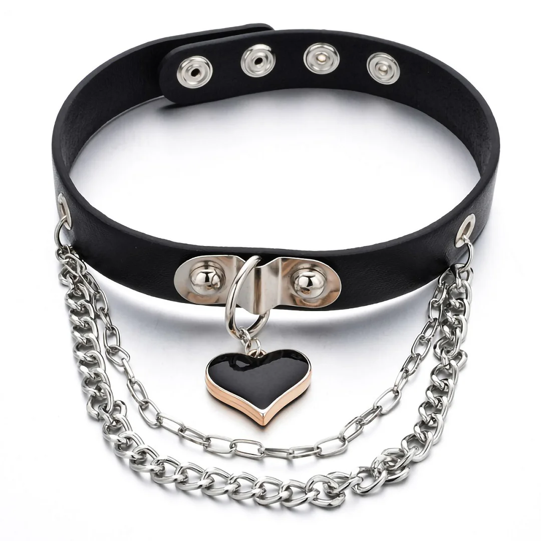 Letclo™ Hip Hop Punk Leather Buckle Necklace Love Pendant letclo Letclo