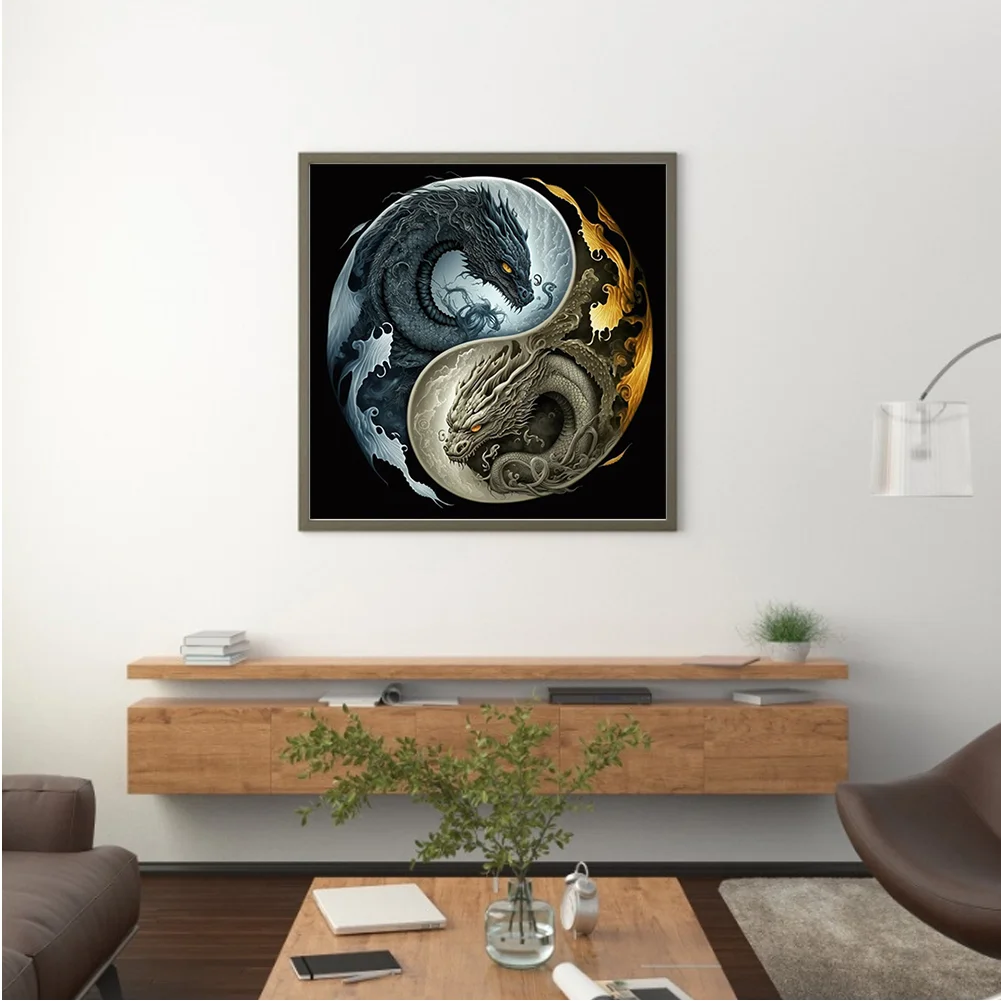 Diamond Painting - Full Round Drill - Yin Yang Dragon(30*30cm)