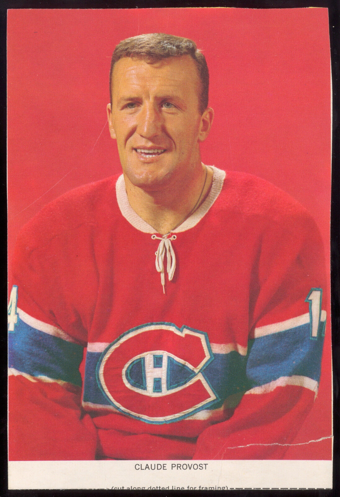 1963 1964-65 CHEX CEREAL Hockey Photo Poster painting Pic Claude Provost EX+ Montreal Canadiens