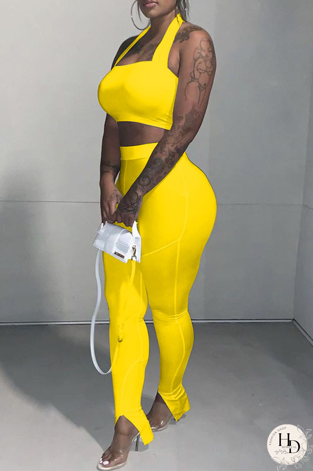 Red Sexy Casual Solid Backless Halter Sleeveless Two Pieces