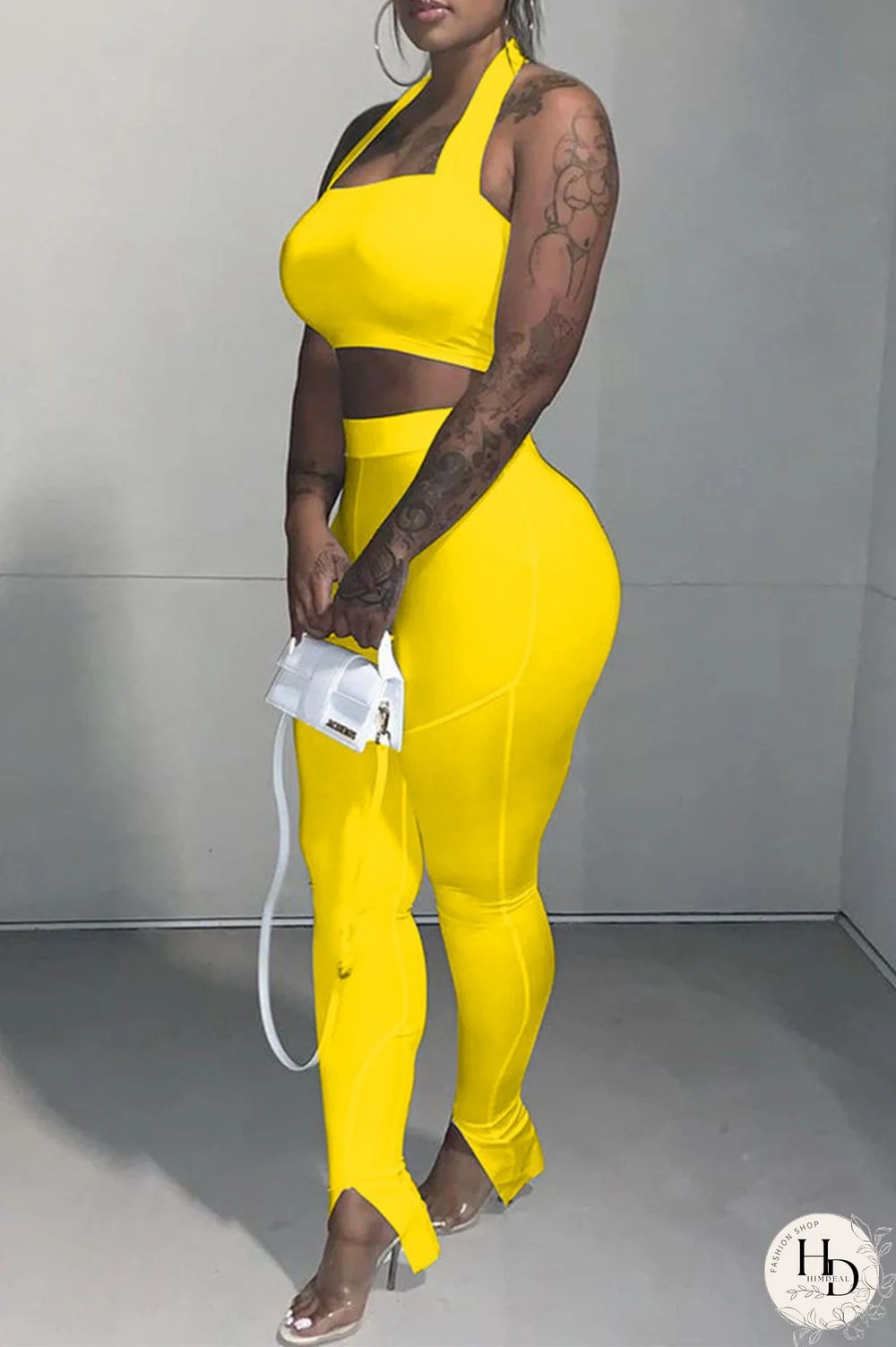 Red Sexy Casual Solid Backless Halter Sleeveless Two Pieces