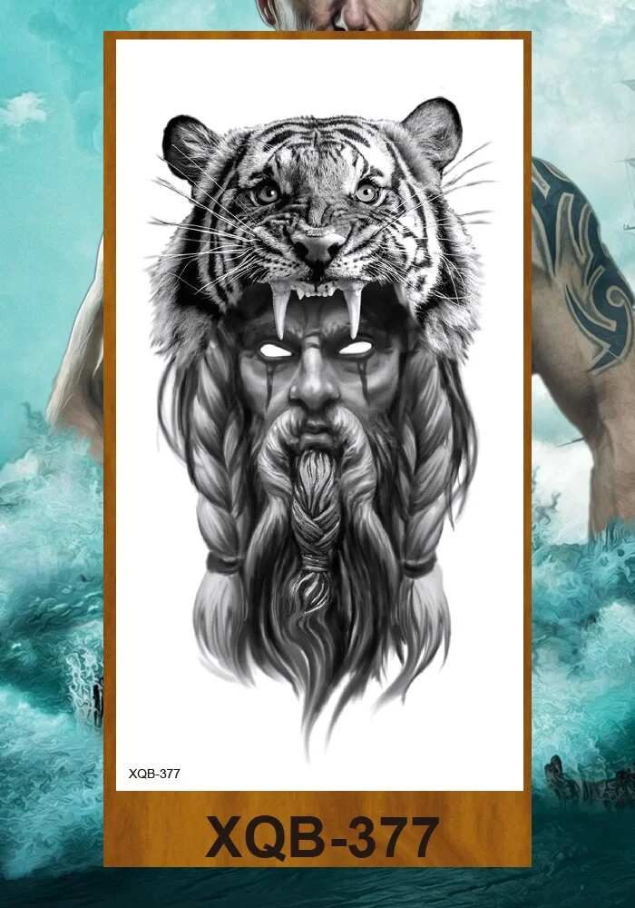 Temporary Tattoo Stickers Feather Totem Tiger Wolf Lion King Cheetah Men Women Adults Girl Flower Arm Body Fake Tatoo Waterproof