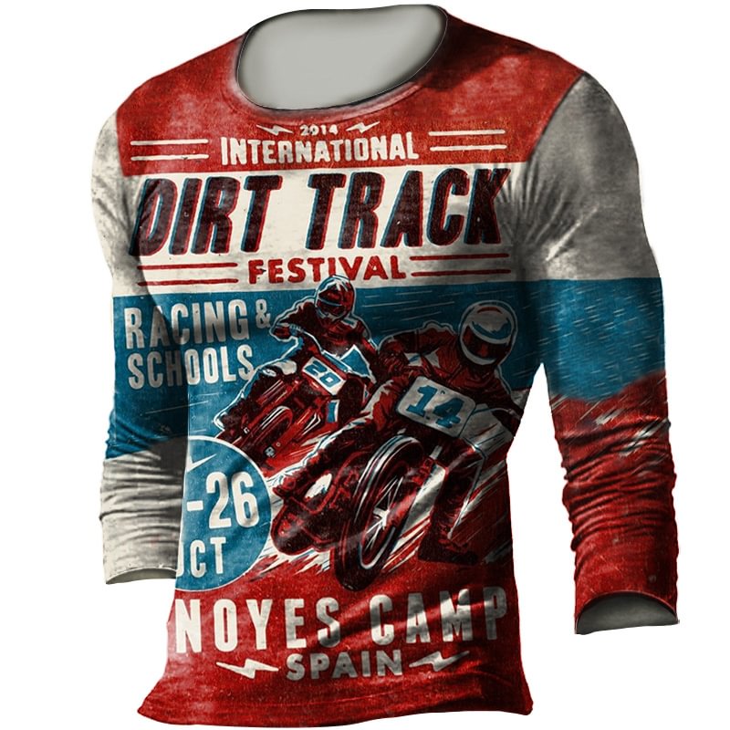 Men's Outdoor Retro Motorcycle Racing Graphic Print T-Shirt-Compassnice®
