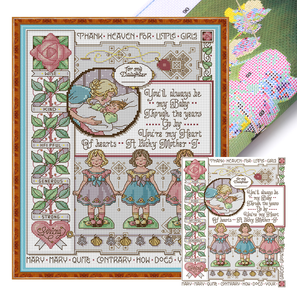 【Joy Sunday】To Daughter Partial 14CT Pre-stamped Canvas(30*37cm) Cross Stitch(backstitch)