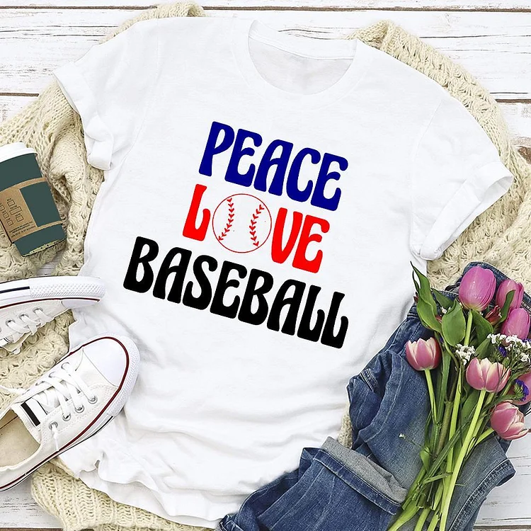 AL™ Peace Love Baseball T-Shirt Tee-Annaletters