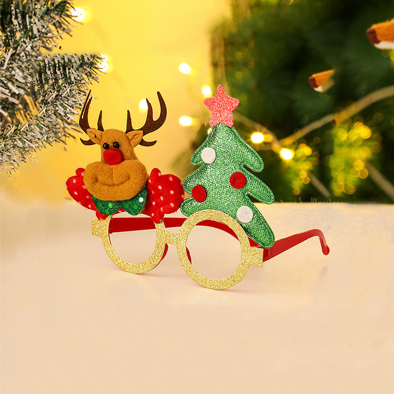 Christmas Green Cartoon Elk Christmas Trees Glasses 2024 - Flycurvy 