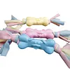 TPR Dog Bone Cotton Cloth Strips Molar Teeth Relief Toys Pets