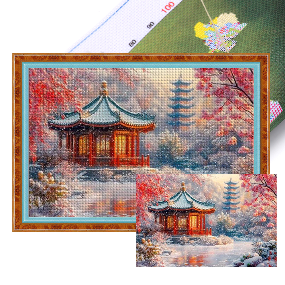 Leifeng Pagoda Snow Scene Full 14CT Pre-stamped Canvas(70*50cm) Cross Stitch