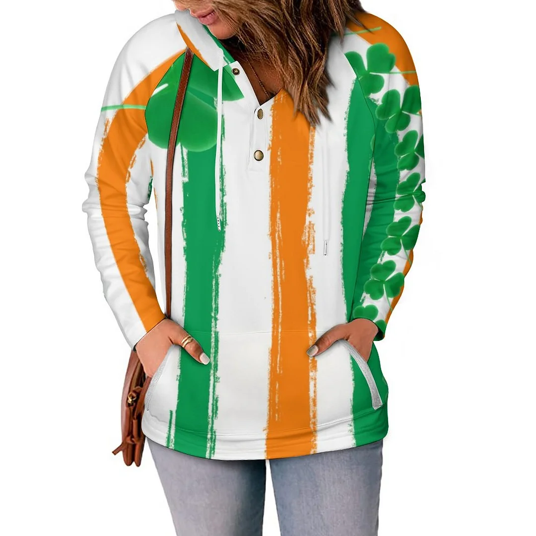 Women's St. Patrick's Day Irish Green Graphic Printed Sweatshirt Long  Sleeve Loose Fit Hoodie Pullover Tops