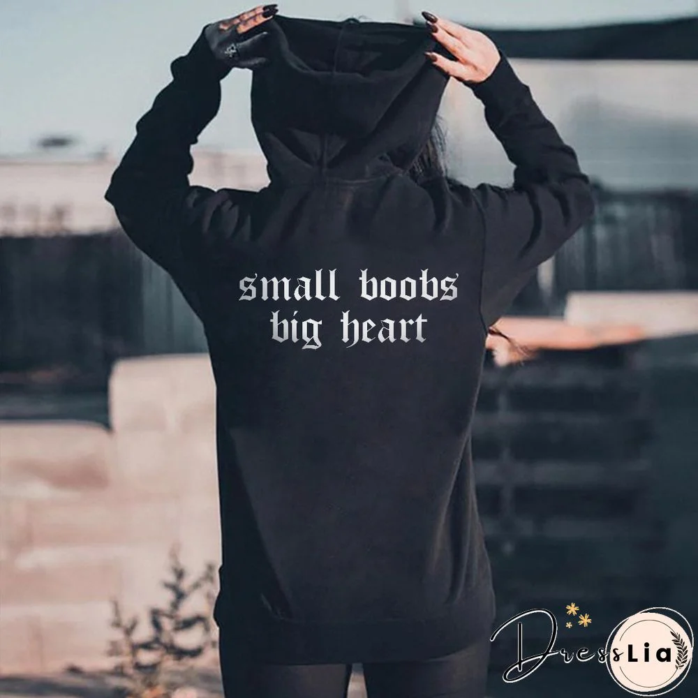 Women's Small Boobs Big Heart Print Hoodie