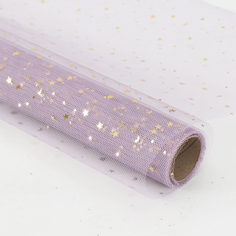 Hot Stamping Star Moon Gauze Flower Packaging Materials Florist Supplies Valentine’s Day Floral Bouquet Packaging Mesh