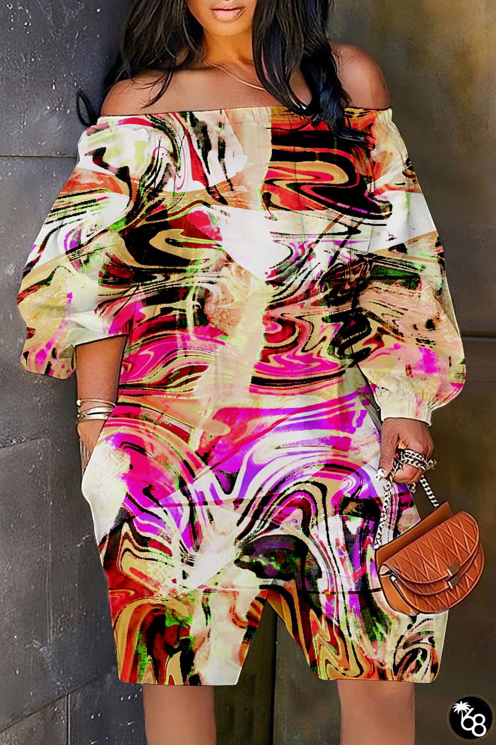 Multicolor Casual Print Basic Off the Shoulder Regular Romper | 168DEAL