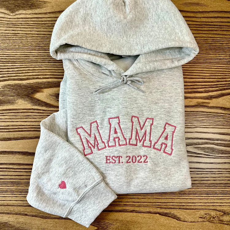 Custom Mama Embroidered Sweatshirt With Names On Sleeve