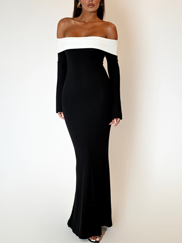One-shoulder Wool Contrasting Fishtail Long Skirt | Oxredo Shop Ramadan Sale