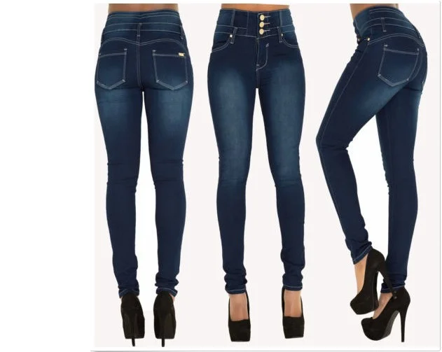 Toloer Elastic High Waist Slim Small Feet Jeans Woman-Outfit Ideas
