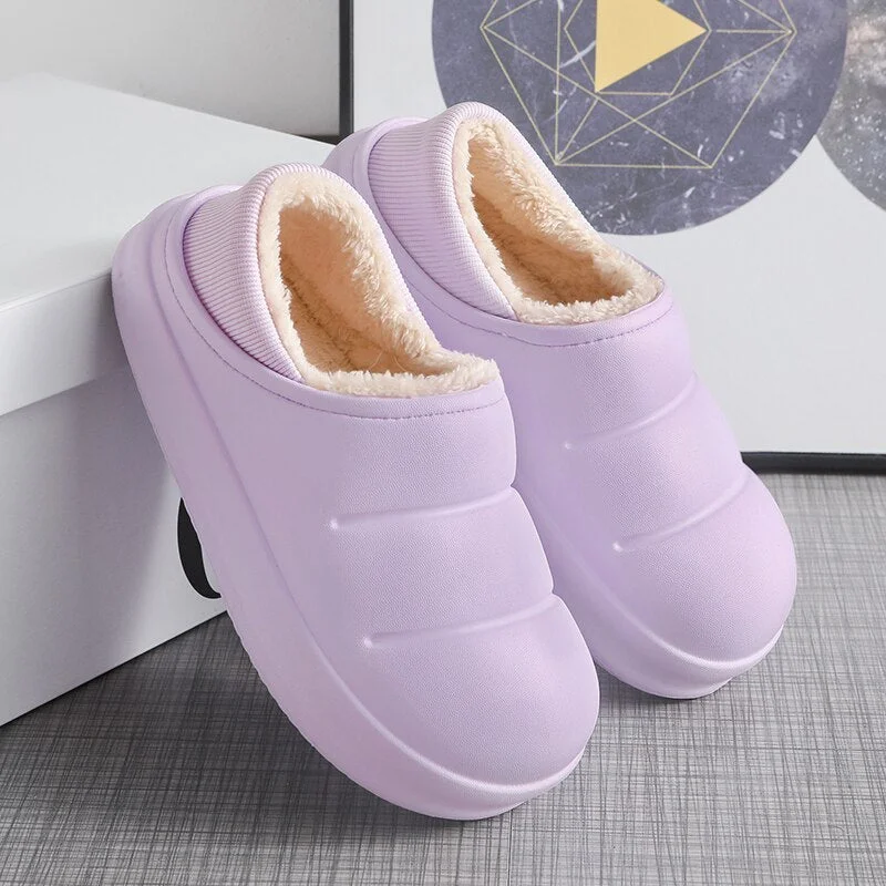 Men and Women Winter Slippers Fur Slippers Warm Fuzzy Plush Garden Clogs Mules Slippers Home Cotton Shoes Indoor Couple Slippers