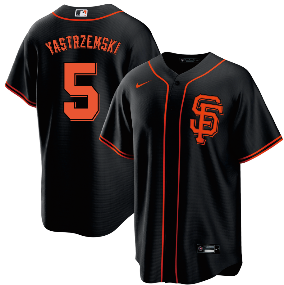 Men's San Francisco Giants Mike Yastrzemski #5 Black Replica Baseball Jersey mysite