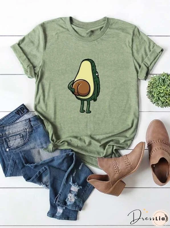 Avocado Graphic Short Sleeve Tee for Women