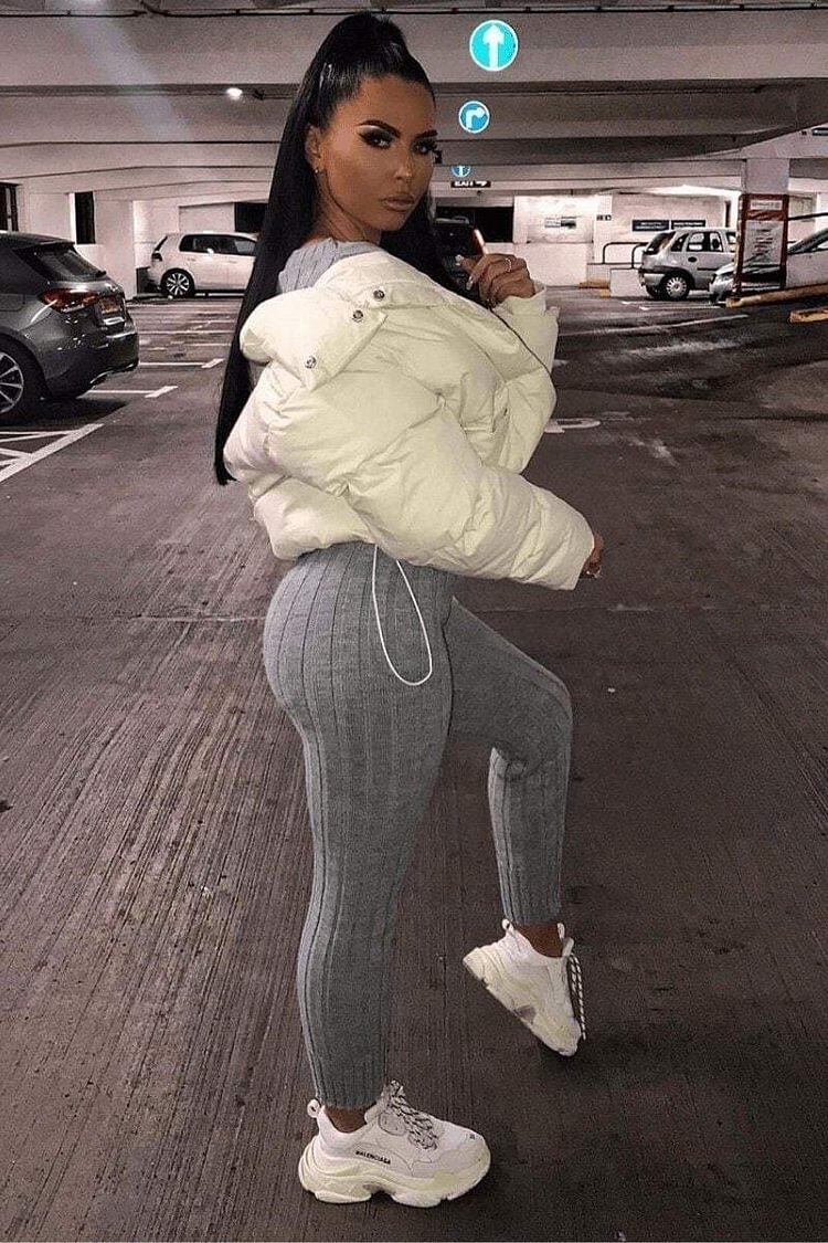 Grey Rib Knit Leggings | Katch Me