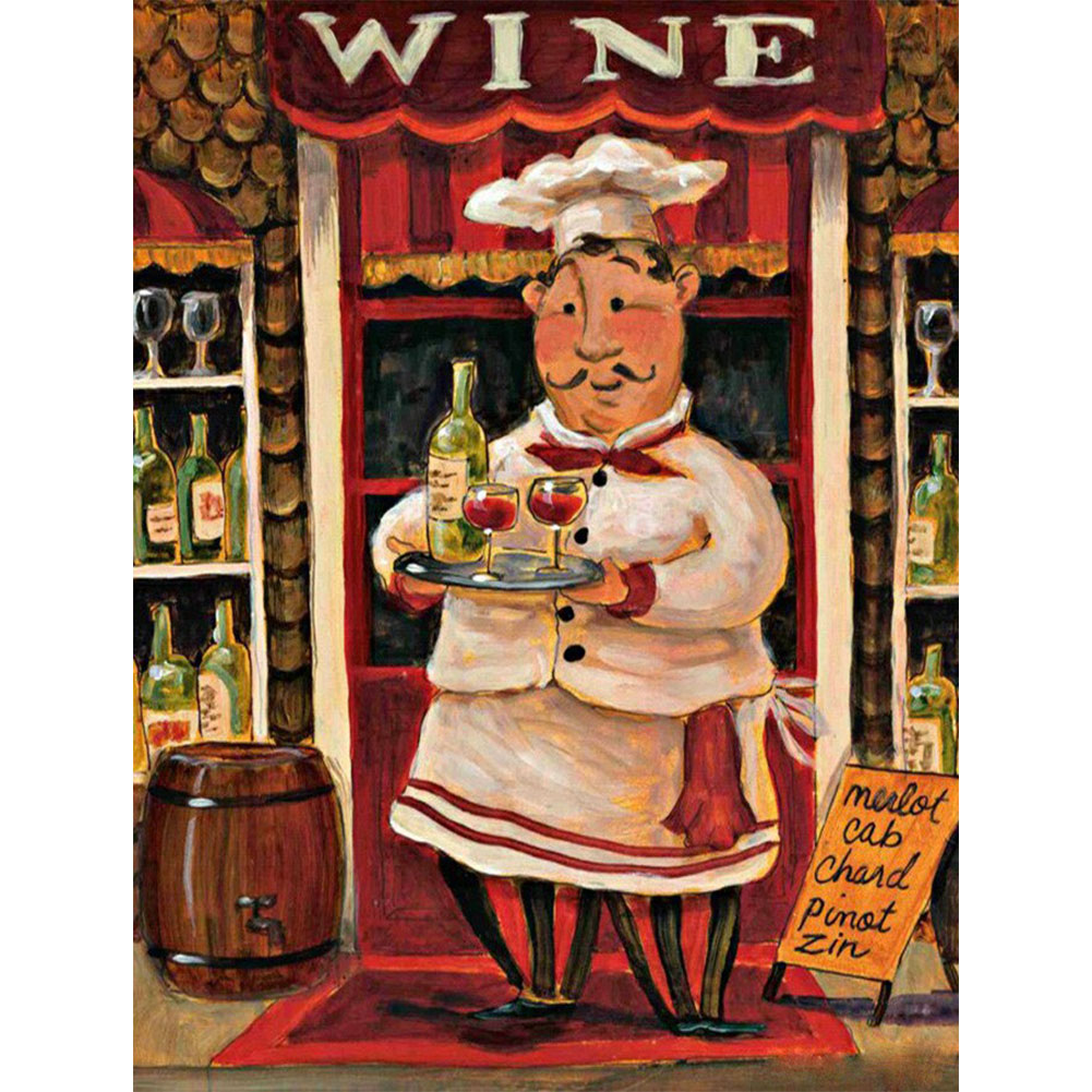 

Wine Chef Food Bread - Round Drill Diamond Painting - 30*40CM, 501 Original