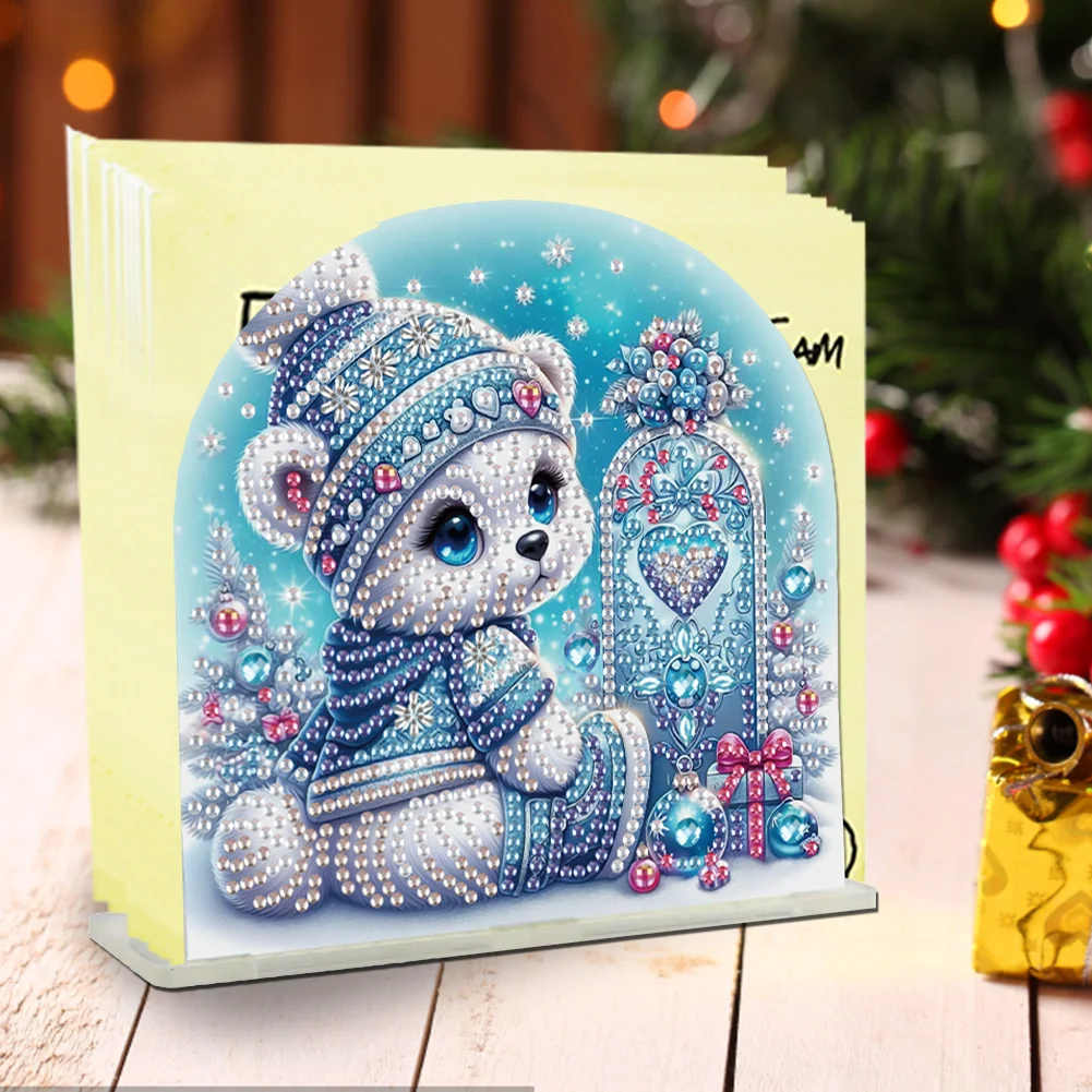 5D DIY Polar Bear Acrylic Diamond Art Painting Napkin Holder Set