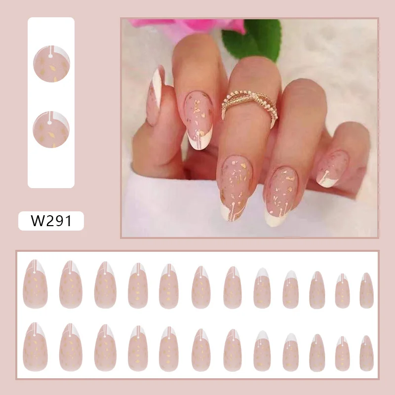 Churchf Churchf White French Almond And Gold Foil Pieces Quietly Elegant Sweetheart Wear Jia Beauty Jia Tablets