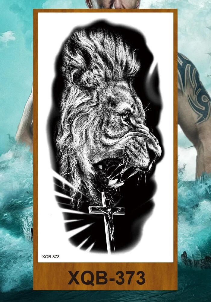 Temporary Tattoo Stickers Feather Totem Tiger Wolf Lion King Cheetah Men Women Adults Girl Flower Arm Body Fake Tatoo Waterproof