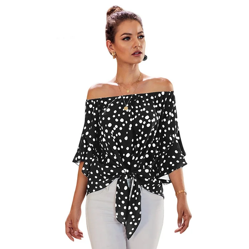Women's Summer New Sexy One-shoulder Printed Top