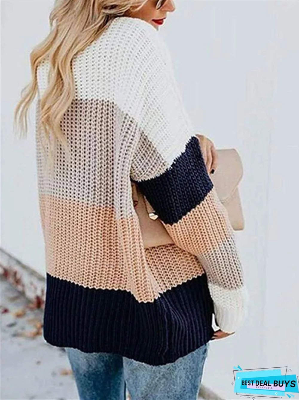 Loose Size Striped Pullover Knitted Sweater