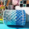 Glass Mosaic Art DIY Kit With Wood Pen Holder Square Crystal Mosaic Supplies Art Kit 